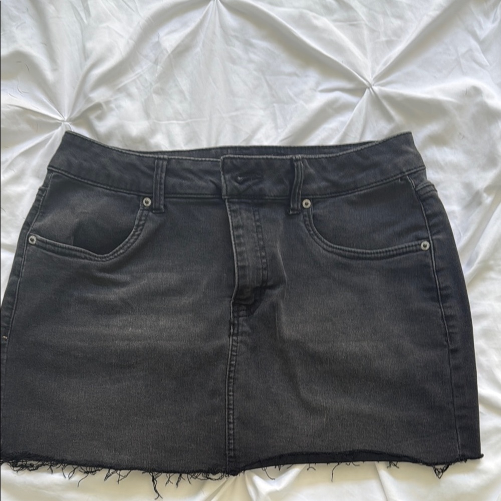 Refuge Charcoal Denim Skirt - Picture 1 of 4